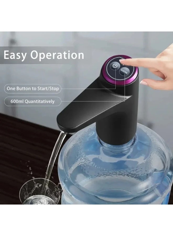 مضخة مياه أوتوماتيكية لجركن 5 جالون - موزع مياه كهربائي قابل للشحن USB مع وضع 600 مل ذكي وتوقف تلقائي، مضخة مياه لاسلكية محمولة لجراكن 2/3/4/5 جالون 19 لتر، متوافقة مع أواسيس مسافي ماي دبي العين الإمارات، خالية من BPA وآمنة للغذاء، للمنزل والمكتب والمطبخ والتخييم والنزهات والشواء، زر لمس بضغطة واحدة، بطارية طويلة العمر، موزع ومضخة جركن مياه - Image 3